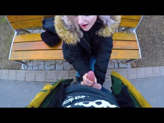 lovely girl swallows for money - blowjob in public in the park